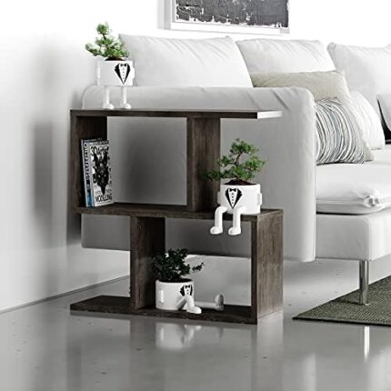 JV Home Homeania Collection Modern Side Table with Shelves for Storage Decorative Coffee Table for Living Room 24 Inch Dark Brown