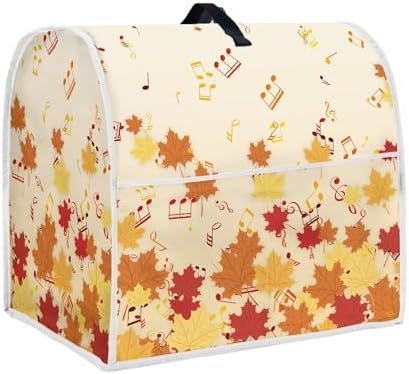 Jiueut Maple Leaves Stand Mixer Cover Compatible with Kitchen Aid Mixer, Music Note Kitchen Appliance Dustproof Covers with Accessories Pockets, Thanksgiving Fall Home Decor, Large Size