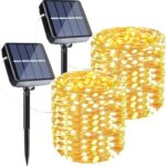 Joomer Solar String Lights Outdoor, 2Pack Total 100ft 300LED 8 Modes Solar Fairy Lights, Super Bright Waterproof Twinkle Lights for Tree, Patio, Garden, Outdoors (Warm White)