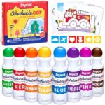 JoyCat Washable Dot Markers for Kids,8 Colors 2 fl.oz Non Toxic Dot Paint Markers with 10 coloring activity paper & 6 stencils, Bingo Daubers Markers for Toddler Arts and Crafts Kits Supplies…