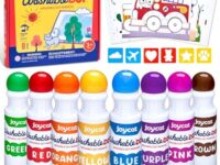 JoyCat Washable Dot Markers for Kids,8 Colors 2 fl.oz Non Toxic Dot Paint Markers with 10 coloring activity paper & 6 stencils, Bingo Daubers Markers for Toddler Arts and Crafts Kits Supplies…