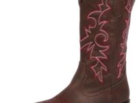 J's.o.l.e Cowboy Boots Woman Cowgirl Boots Botte Cowboy Femme Square Toe Wide Mid Calf Brown Boot