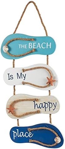 Juvale Flip Flop Wall Ornament, Slippers Hanging Decoration with Beach Design, Ocean Decorfor Living Room, Bedroom, and Dining Room, 8.75 x 3.75 x 3 Inches