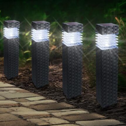 Jyoiat Solar Powered Pathway Lights - 6 Pack Landscape Lights Outdoor Seal Solar Garden Lights for Walkway, Lawn, Path, Garden, Patio, Yard Decor (Cool White)