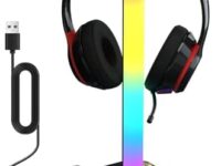 KANTUTOE RGB Gaming Headphone Stand, Gaming Headset Stand Light for Desktop PC Gaming Accessories, Headset Holder with 10 Light Modes and Non-Slip Rubber, Best Gift for Husband, Kids, Boyfriend