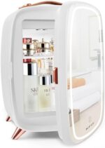 KFO Skincare Fridge Mini Fridge Skincare Mini Fridge,6 Liter/8 Cans 3 LED Mirror Light Mode,Skin Care Fridge Mini Skincare Fridge,Cosmetic Fridge Mini Fridge for Bedroom, for Makeup Storage(White)