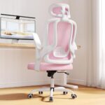 Kensaker Ergonomic Mesh Office Chair, High Back Home Desk Chair with Flip-up 3D Armrests, Lumbar Support, Adjustable Headrest, Swivel Computer Task Chair for Home, Office, Work, Student, Pink