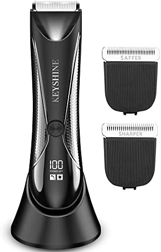 Keyshine 2 in 1 Groin Hair Trimmer & Body Groomer for Men, Ball Shaver with Different Replaceable Ceramic Blades Specifically Designed to Balance Safety and Sharpness, Keep Your Trim Neat Clean