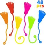 Kickidz 48PCS Sticky Hands Bulk Kids Party Favors Foot Shape Stretchy Sticky Hand Fidget Toys Kids Easter Basket Stuffers Birthday Goodie Bag Stuffers Treasure Box Toys for Classroom Prizes Party