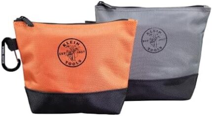 Klein Tools 55470 Utility Bag, Stand-Up Zipper Tool Bags in Orange/Black, Gray/Black, 2-Pack