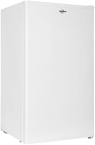 Koolatron Compact Fridge w/Freezer, 3.2 cu ft (91L), White, Space-Saving Flat Back Design, Reversible Door, Full-Width Freezer, Snacks, Beverages, Beer, Den, Dorm, Office, Rec Room, Home Bar