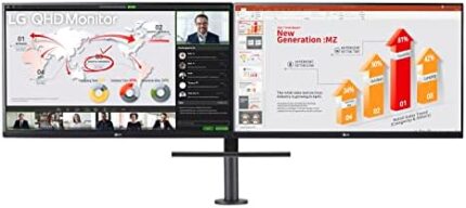 LG 27QP88D-BS 27 Inch Dual Ergo Monitor with QHD IPS 5ms 75Hz Display with USB Type C and Dasiy Chain, AMD Freesync, Black