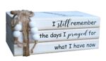 LIVDUCOT Wooden Decorative Books Stack for Coffee Table Faux Book Stack for Decoration I Still Remember The Days I Prayed Modern Farmhouse Decor White Book Decor for Shelf Mantle 7.5x5x3'