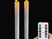 LOVECANDOU Led Battery Operated Flameless Taper Candles Light with Remote &Timer,Electric Fake Window Candle Flickering Like Real Wax,Floating Candle Stick for Home Der (White)