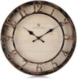 Lafocuse Silent Bronze Rustic Farmhouse Wall Clock with Raised 3D Arabic Numerals for Home Decor 12 Inch, Battery Operated Shabby Chic Kitchen Wall Clocks Decorative for Living Room Bedroom Office