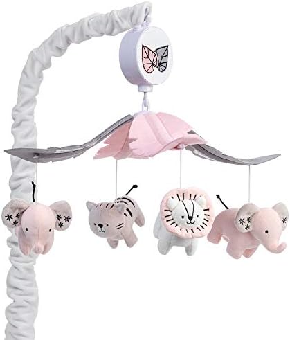 Lambs & Ivy Happy Jungle Musical Baby Crib Mobile Safari Animals Soother Toy