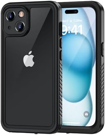 Lanhiem for iPhone 15 Case, Waterproof Dustproof Shockproof Case with Built-in Screen/Camera Protector, Heavy Duty Rugged Full Body Sealed Underwater Protective Cover for iPhone 15 6.1" (Black)