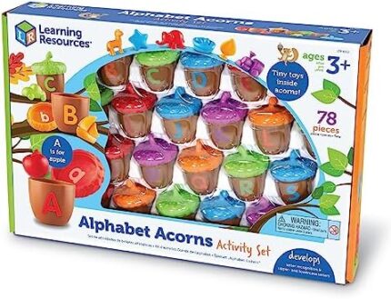 Learning Resources Alphabet Acorns Activity Set, Develops Letter Recognition, Educational Toys for Toddlers, Homeschool, Visual & Tactile Learning Toy, 78 Pieces, Ages 3+