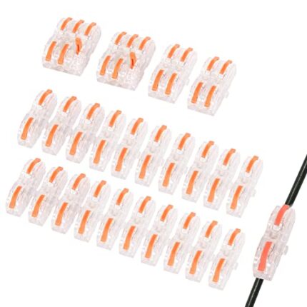 Lever Wire Connectors for AWG 28-12 Wire, Assemblable Wire Connectors Push-in 30 Pack, 1 Conductor Wire Splice Connectors for Automotive Lighting Wiring