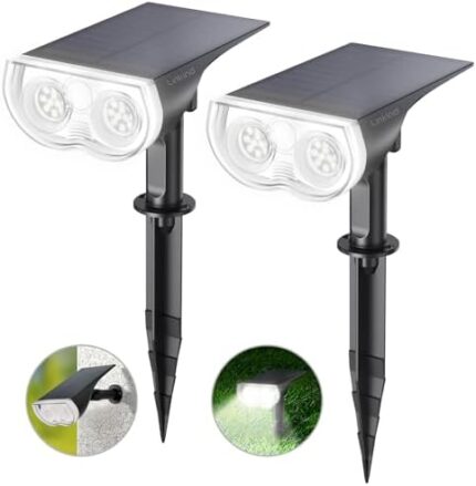 Linkind StarRay Solar Spot Lights Outdoor, 16 LEDs IP67 Waterproof Dusk-to-Dawn Outdoor Lights, 6500K Daylight Solar Lights Outdoor for Garden Wall Yard Landscape Pathway Walkway Driveway 2 Pack