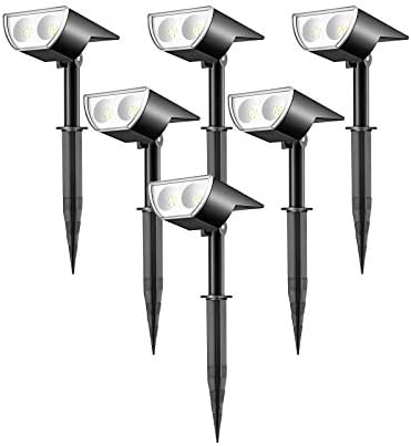 Linkind StarRayS Solar Spot Lights Outdoor, Solar Lights Outdoor Waterproof for Halloween Decorations, 350LM Cool White Solar Halloween Lights for Garden Yard Landscape Walkway, 6 Pack