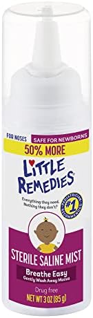 Little Remedies Sterile Saline Nasal Mist | Safe for Newborns | 3 Fl Oz (Pack of 1) (50% More)