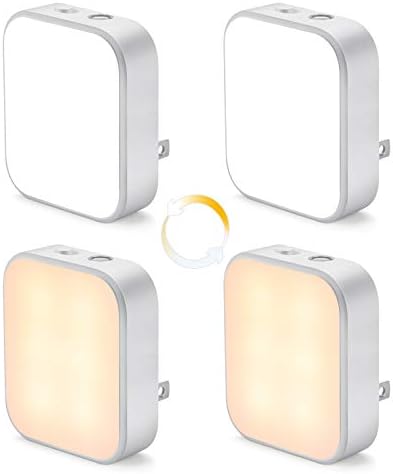 Lomotech Plug-in LED Night Light, 4 Pack Adjustment Lighting White Night Lights, Dusk to Dawn Sensor Nightlight, ETL Certified Night Lamp for Bedroom,Toilet,Stairway,Hallways (Soft White & Cool White)