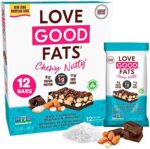 Love Good Fats Plant-Based Keto Protein Snack Bars - Dark Chocolate Sea Salt and Almonds - 13g Good Fats, 8g Protein, 3g Net Carbs, 1g Sugar, Gluten-Free, Non GMO - Dark Chocolatey Sea Salt & Almonds, 12 Pack