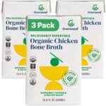 Low FODMAP Certified Unsalted 16.9oz Organic Chicken Broth from Gourmend Foods (3 Pack) – No Preservatives, "Flavors", Yeast Extract or Maltodextrin, Gluten Free, Non-GMO, Onion & Garlic Bulb Free