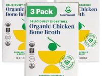 Low FODMAP Certified Unsalted 16.9oz Organic Chicken Broth from Gourmend Foods (3 Pack) – No Preservatives, "Flavors", Yeast Extract or Maltodextrin, Gluten Free, Non-GMO, Onion & Garlic Bulb Free