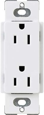 Lutron Claro Duplex Receptacle, 15-Amp, CAR-15-WH, White