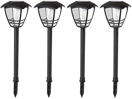 MAGGIFT Vintage Solar Pathway Lights LED Bulbs Solar Powered Garden Walkway Lights for Outdoor Lawn, Patio, Yard, Walkway, Driveway (4 Pack, 10 Lumen)