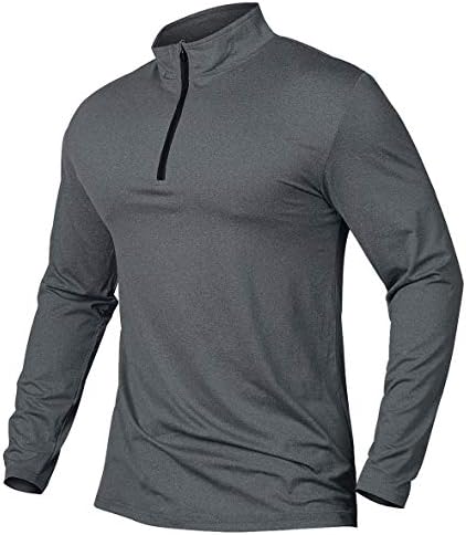 MANSDOUR Men's Quick-Dry Active Sports Shirts Quarter Zip Long Sleeve Running Pullover Tops Outdoor Sweatshirt