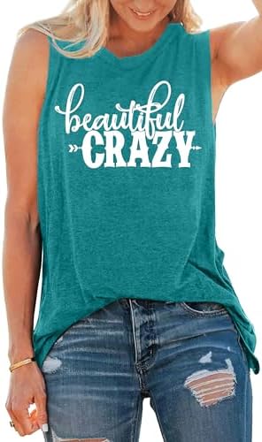 MEESHEEP Women Country Music Shirt Beautiful Crazy Tank Tops Summer Sleeveless Tee