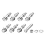 METALLIXITY Hex Head Screws Bolts, Nuts, Flat & Lock Washers Kits (3/8-16x2") 8 Set, Stainless Steel Fully Threaded Machine Screws Bolt Set - for Home Appliance Equipment