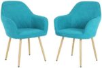 MGHH Dining Chair Featured Armchairs Dining Room Chairs Kitchen Chairs Set of 2 Dining Table Metal Side Chairs PU Leather Arm Side Chairs for Home Kitchen Bedroom Living Room with Metal Legs,Blue