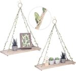 MITIME Hanging Shelves for Wall & Window Plant Shelf Indoor - Floating Wall Shelves Macrame Wall Hanging Shelf - Boho Wall Decor Home (Leaf Rope, Light Color,Large*2)…