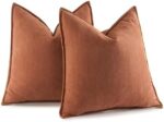 MIULEE Fall Pack of 2 Rust Decorative Pillow Covers 18x18 Inch Soft Chenille Couch Throw Pillows Farmhouse Cushion Covers with Elegant Design for Sofa Bedroom Living Room Home Decor