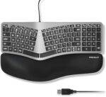 Macally Backlit Split Keyboard for Mac - Tailored for Comfort - Ergonomic Apple Wired Keyboard with Wrist Cushion - 2 Zone 100 Key MacOS Layout - USB A Ergonomic Split Keyboard Mac - Space Gray