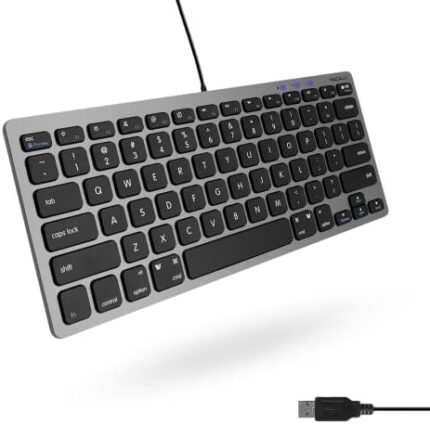 Macally Slim USB Wired Small Compact Mini Computer Keyboard for Apple Mac, iMac, MacBook Pro/Air, Mac Mini, Windows PC Desktops, Laptop (Space Gray)