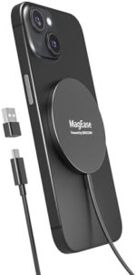 Magnetic Wireless Charger,MagEase 15W mag~Safe Wireless Charger Compatible with iPhone 16/15/14/13/12 Series and AirPods 3/2/Pro, Charging Pad with USB-C Cable and USB-A Converter