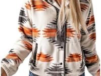 Maixang Women's Western Aztec Print Jacket Casual Fleece Long Sleeve Shacket Snap Button Shirt Jacket with Pockets