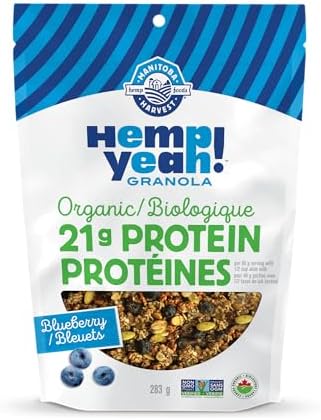 Manitoba Harvest Hemp Yeah! Granola, Blueberry, 283 g, with 21 g of Protein, 5 g Omegas, 3 g of Fibre and < 10 g Sugar Per Serving, Organic, Non-GMO, Packaging May Vary