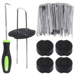 Mardatt 101Pcs 6” Garden Staples Gasket Kit with Precision Hook, 11 Gauge Galvanized U Shaped Sod Pins Staples Heavy Duty Ground Cover Stakes for Securing Landscape Fence Fabric Weed Barrier