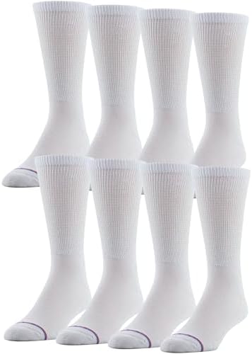 MediPEDS Men's 8 Pack Diabetic Crew Socks with Non-Binding Top