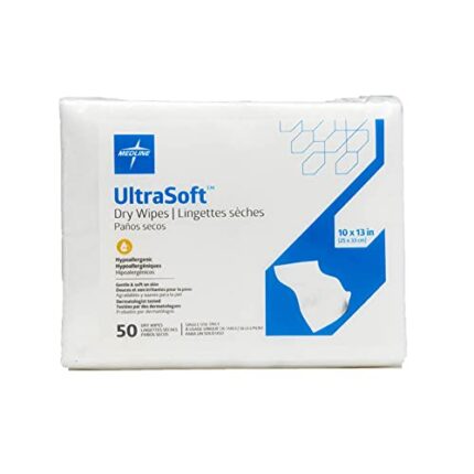 Medline Ultrasoft Disposable Dry Cleansing Cloth Wipe, 50 Count, Wipe Size 10 x 13 inches, Multi-purpose dry cloth for baby wipes, incontinence care, removing makeup, and cleaning surfaces