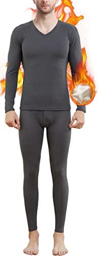 Men's Mid Weight Thermal Underwear Set, Microfiber Soft Fleece Lined Long Johns, Winter Warm Base Layer Top & Bottom