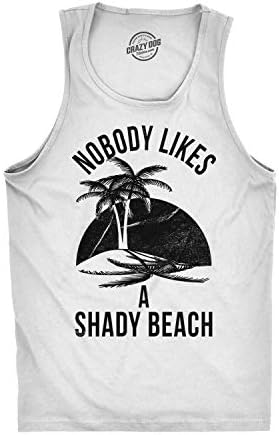 Mens Shady Beach Funny Cool Tees Sleeveless Gym Workout Novelty Fitness Tanktop