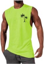 Men's Sleeveless Tank Tops Crewneck Solid Loose Fit Vest Shirt Casual Summer Workout Tanks Palm Tree Graphic Beach Tank Top