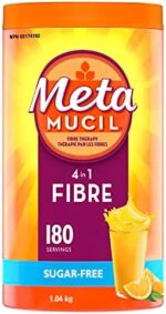 Metamucil, Daily Psyllium Husk Powder Supplement, Sugar-Free, 4-in-1 Fibre for Digestive Health, Orange Smooth Flavored Drink, 180 Servings